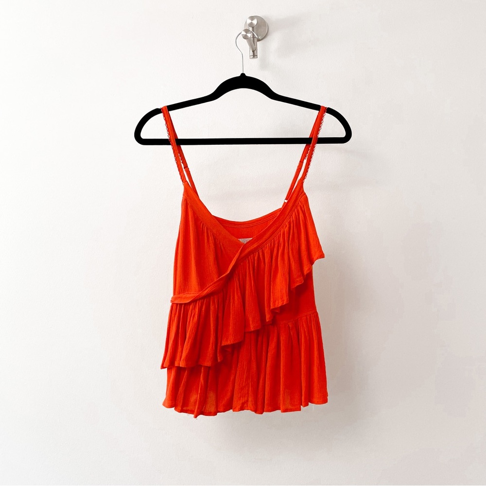 Gianni Bini Tangerine Dream Casual Chic Holiday‎ Ruffle Detail Tank Top Medium